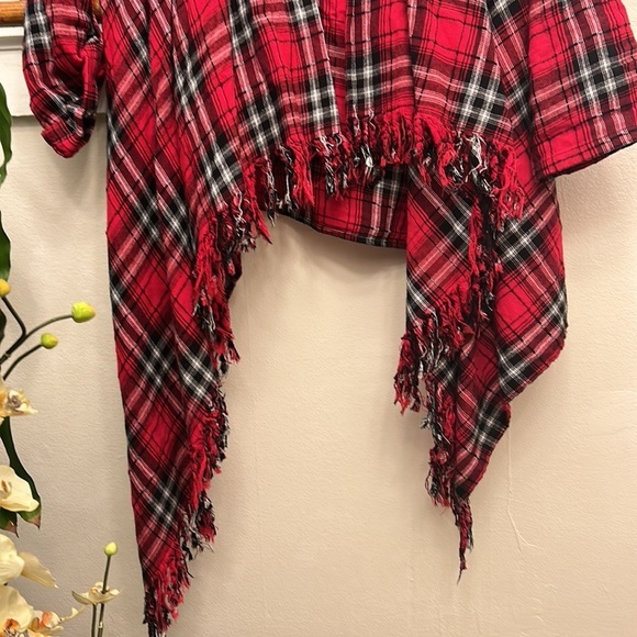 𝅺KRACY Kat Plaid/Fringe Open Cardigan. NWT Size Small. - Picture 3 of 13